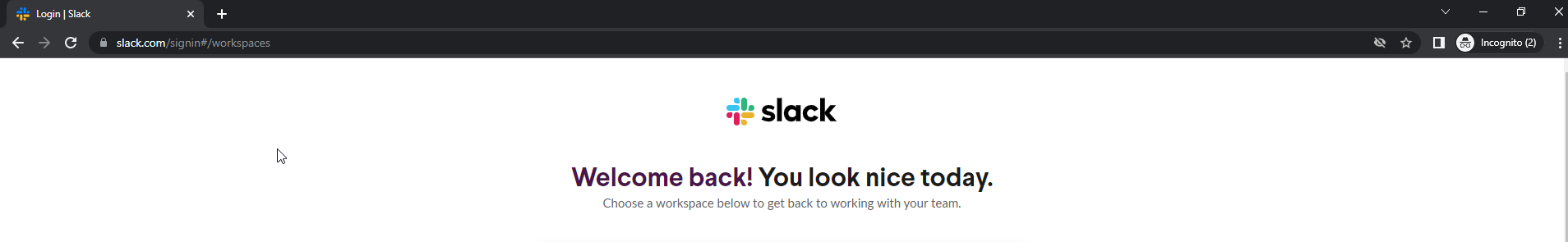 Giao diện Slack sau khi đăng nhập